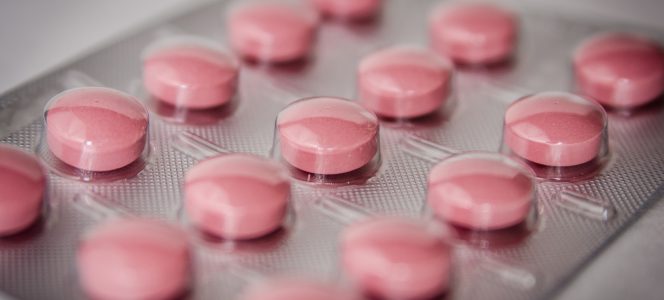 Blister pack of pink pills